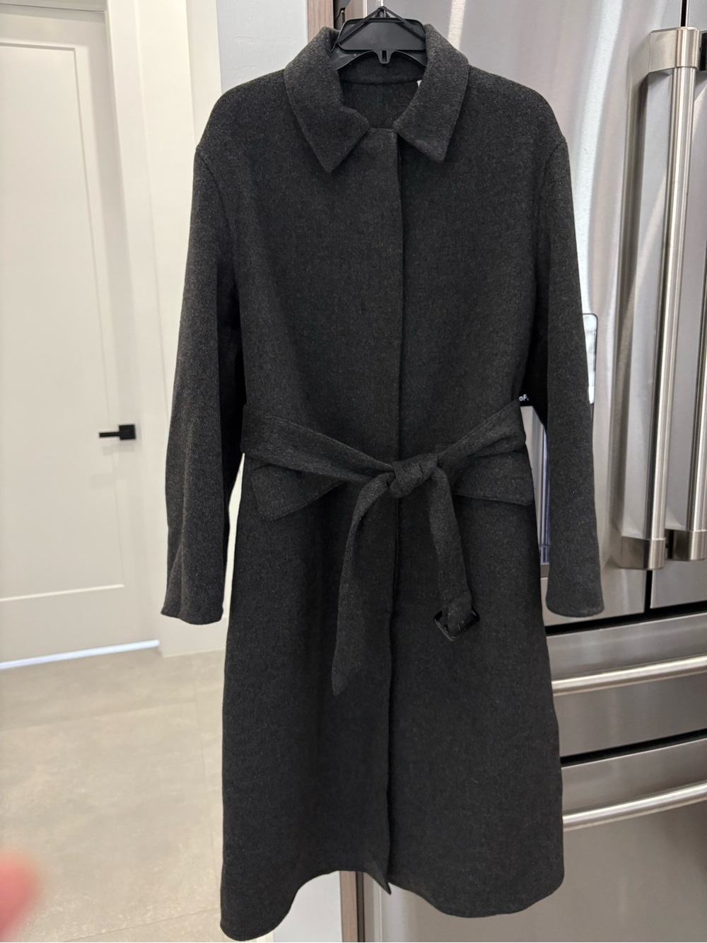 Uniqlo Charcoal Gray Wrap Belted Coat
